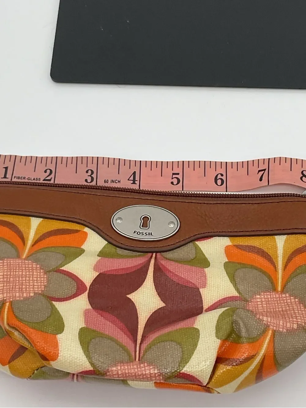 Fossil Key-Per Retro Floral Coated Canvas Cosmetic Pouch